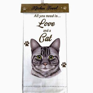 Silver Tabby cat Kitchen Towel ES Pets